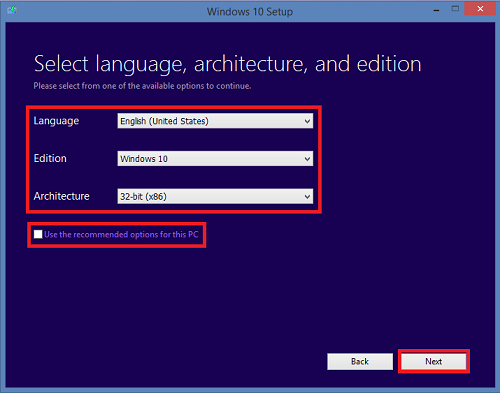 Select Language and Edition