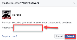 Enter Facebook Password