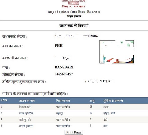 बिहार राशन कार्ड सूची in hindi