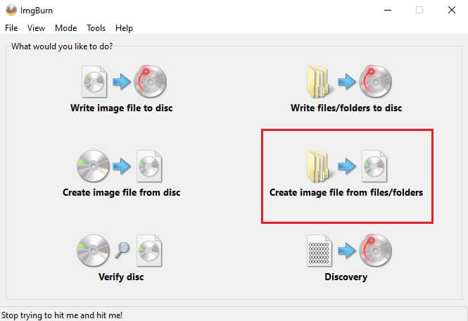 create image file from files/folders