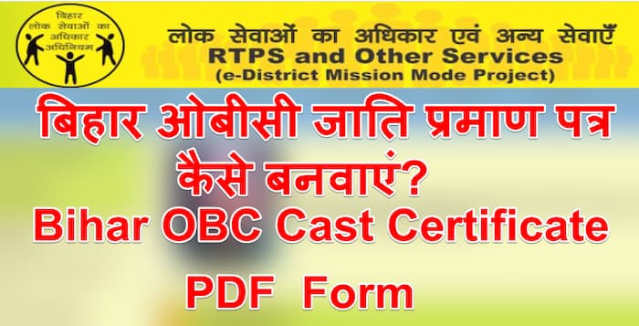 बिहार ओबीसी जाति प्रमाण पत्र कैसे बनवाएं? | Bihar OBC Cast Certificate PDF Form