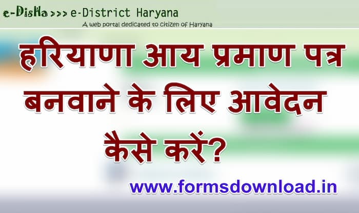 हरियाणा आय प्रमाण आवेदन पीडीएफ फॉर्म HP Income Certificate PDF Form