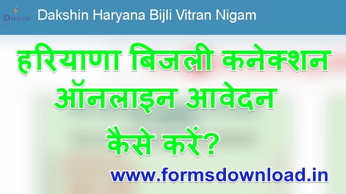 हरियाणा नया बिजली कनेक्शन आवेदन फॉर्म Haryana Electricity New Connection Application Form PDF